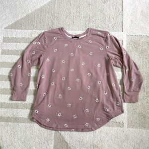 Jane and Delancey Mauve Long Sleeve Top with White Floral Pattern